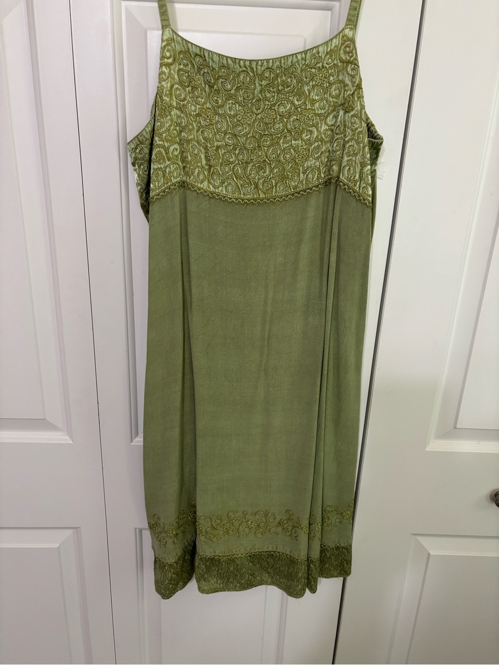 Shoreline Olive Green Embroidered Slip Top